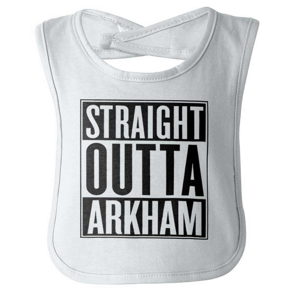 Straight Outta Arkham Infant Baby Bib-Direct To Garment Print-Brisco Baby