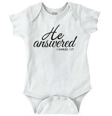 He Answered Romper Bodysuit-Direct To Garment Print-Brisco Baby