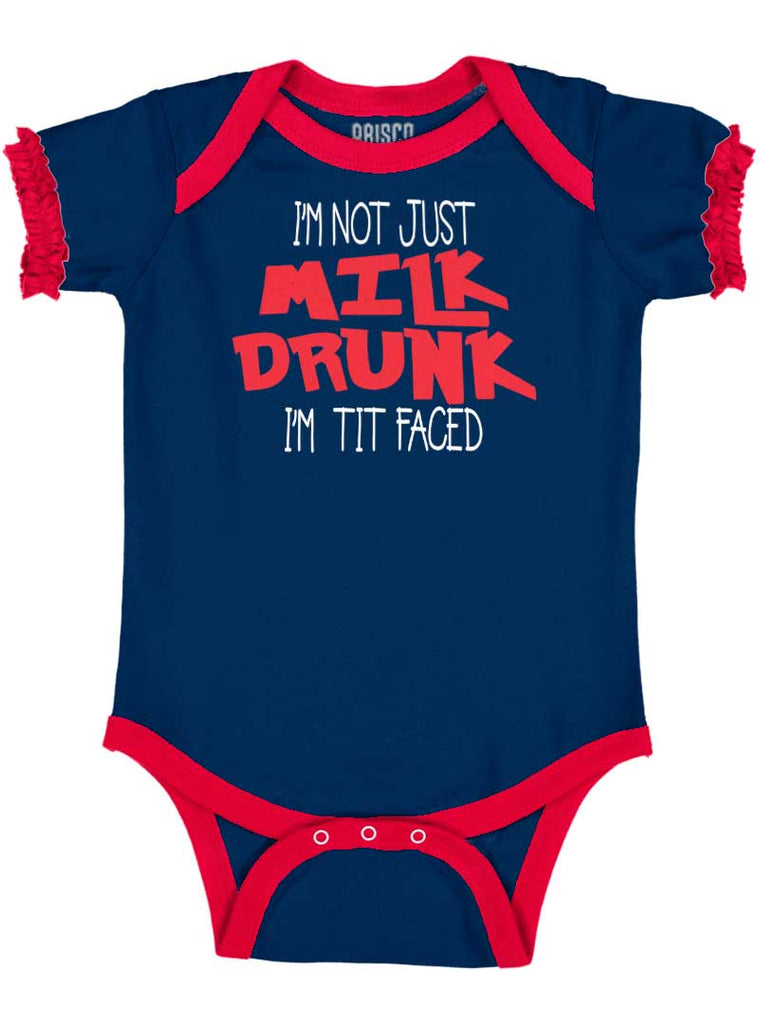 Tit Faced Baby Ruffled Trim Romper-Direct To Garment Print-Brisco Baby