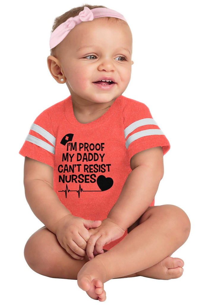 Can't Resist Nurses Football Romper Bodysuit-Direct To Garment Print-Brisco Baby