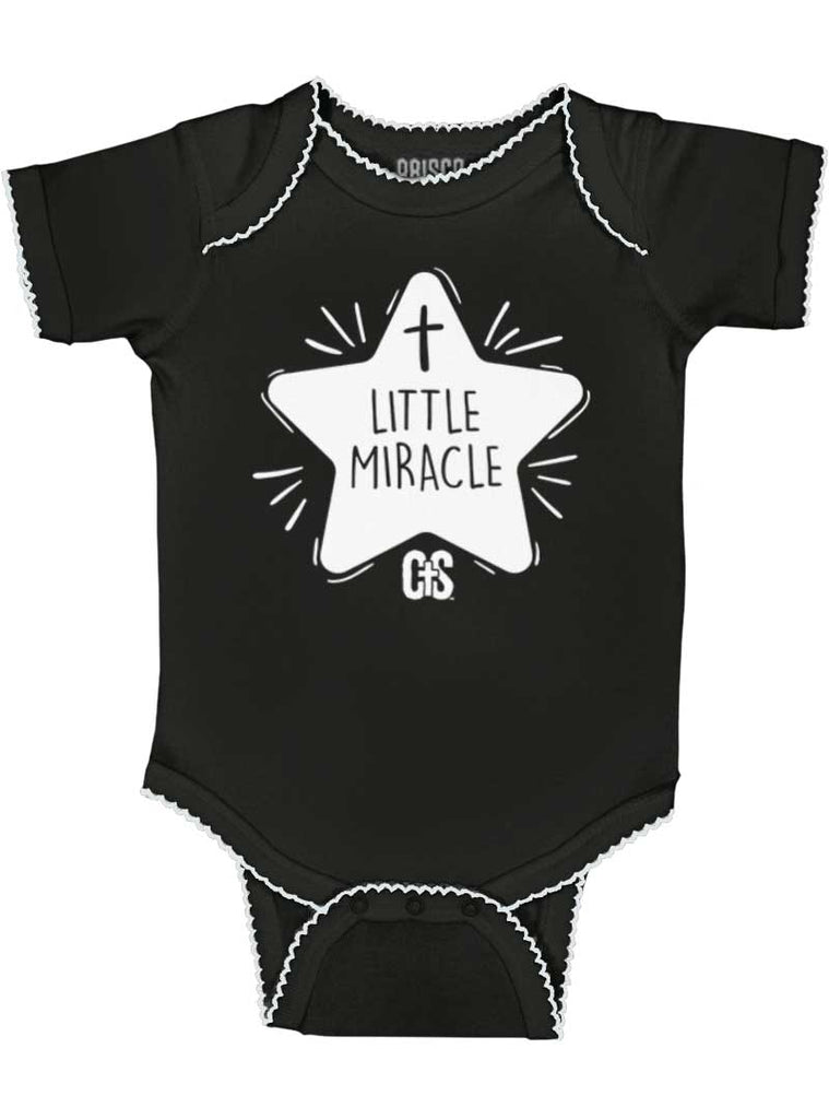 Little Miracle Trimmed Baby Bodysuit-Direct To Garment Print-Brisco Baby