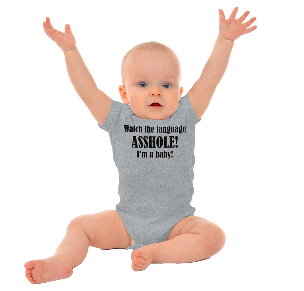 Watch The Language Romper Bodysuit-Direct To Garment Print-Brisco Baby