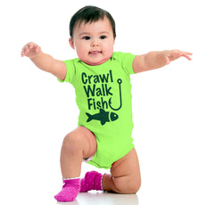 Crawl Walk Fish Romper Bodysuit-Direct To Garment Print-Brisco Baby