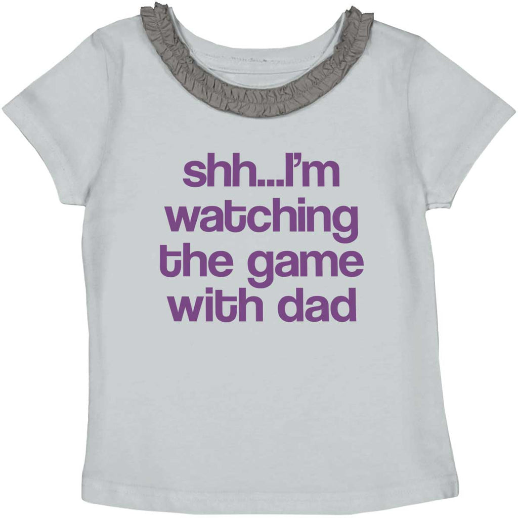Watching the Game Toddler Ruffled Trim T-Shirt-Direct To Garment Print-Brisco Baby