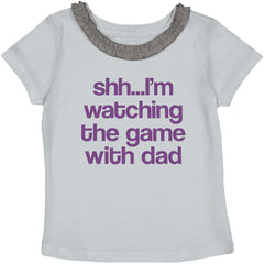 Watching the Game Toddler Ruffled Trim T-Shirt-Direct To Garment Print-Brisco Baby