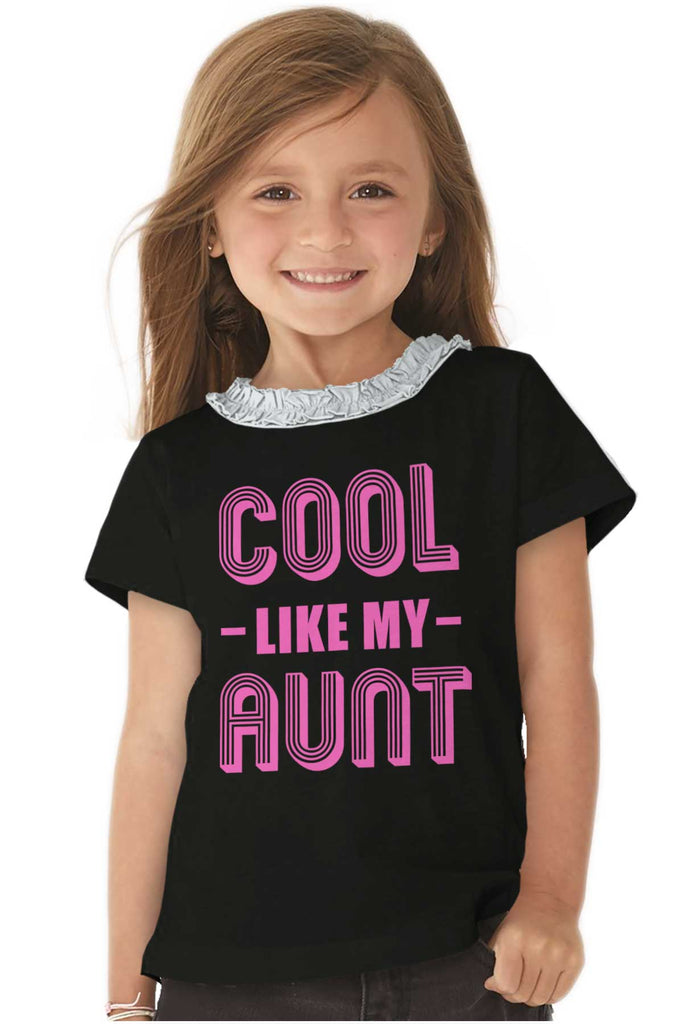 Aunt is Single Toddler Ruffled Trim T-Shirt-Direct To Garment Print-Brisco Baby