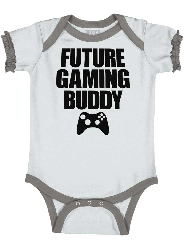 Future Gaming Buddy Baby Ruffled Trim Romper-Direct To Garment Print-Brisco Baby