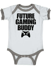 Future Gaming Buddy Baby Ruffled Trim Romper-Direct To Garment Print-Brisco Baby