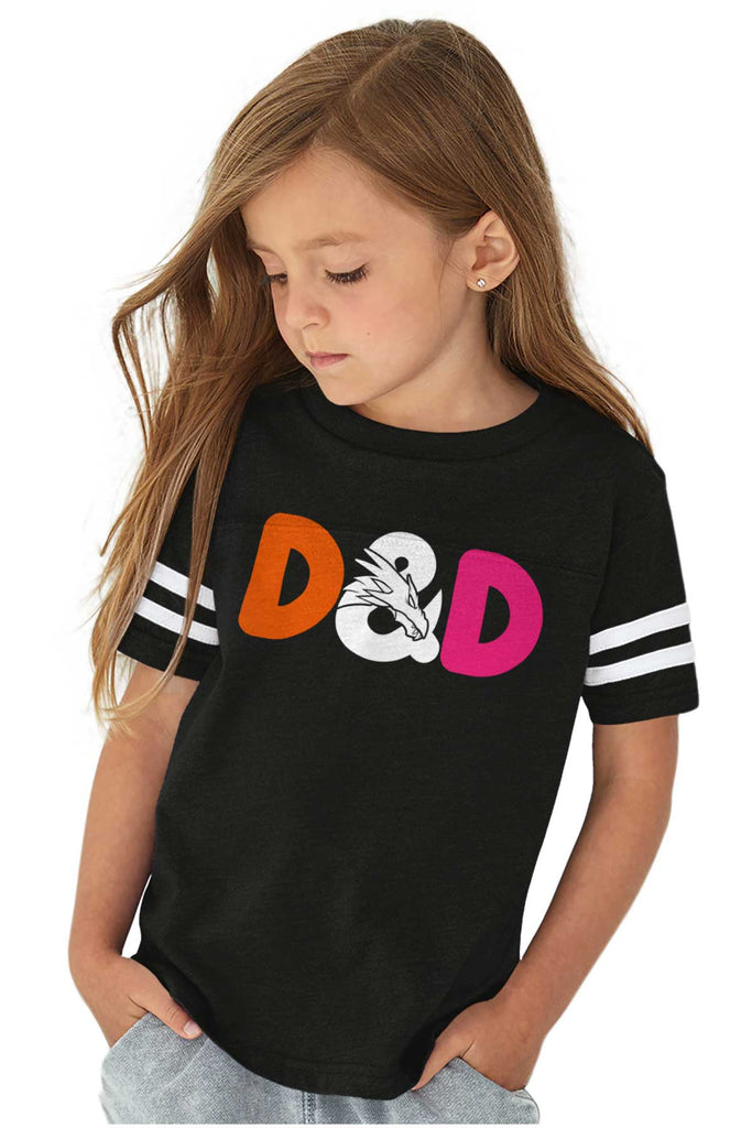 Dungeons Fantasy Tabletop Gamer Toddler Football Jersey Tee-Direct To Garment Print-Brisco Baby