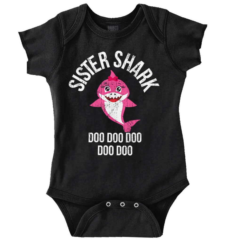 Cartoon Sister Shark Romper Bodysuit-Direct To Garment Print-Brisco Baby
