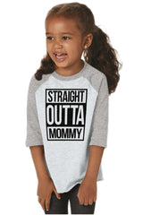 Straight Outta Mommy Toddler Baseball-Direct To Garment Print-Brisco Baby