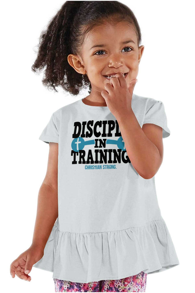 Disciple In Training Toddler Ruffle Bottom Tee-Direct To Garment Print-Brisco Baby