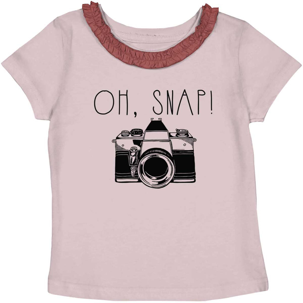 Oh Snap Camera Toddler Ruffled Trim T-Shirt-Direct To Garment Print-Brisco Baby