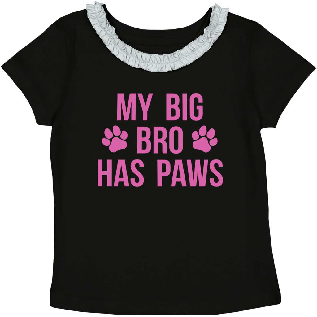Big Bro Has Paws Toddler Ruffled Trim T-Shirt-Direct To Garment Print-Brisco Baby