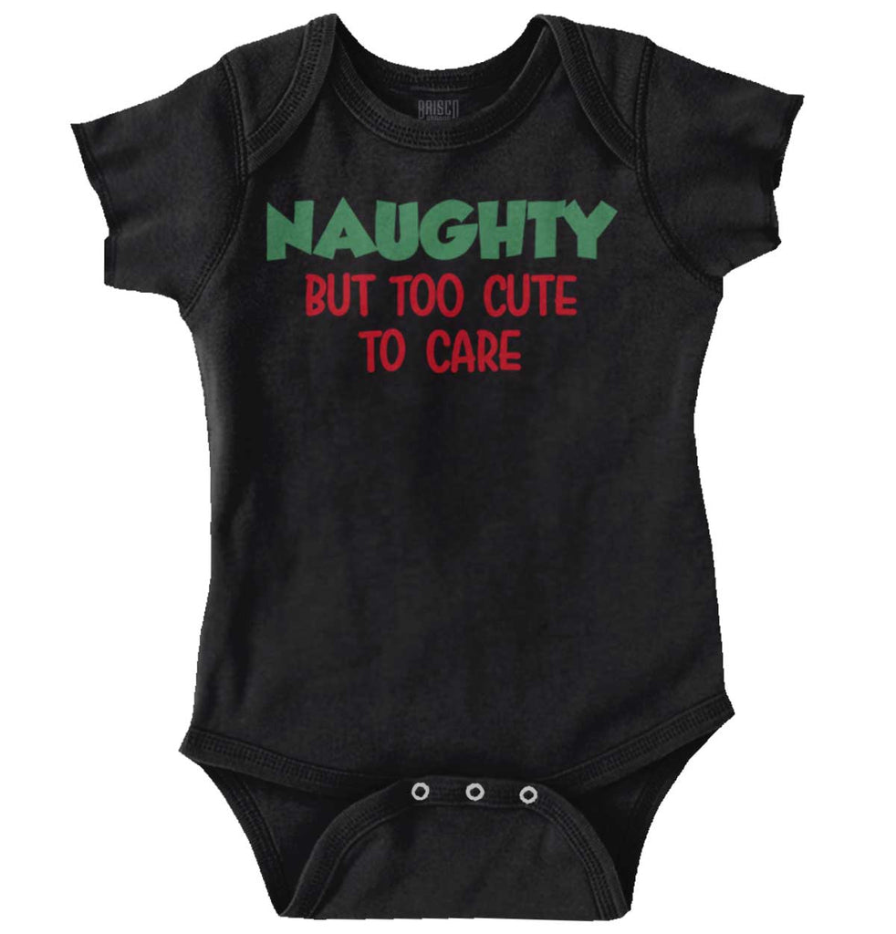 Naughty Too Cute To Care Romper Bodysuit-Direct To Garment Print-Brisco Baby