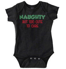 Naughty Too Cute To Care Romper Bodysuit-Direct To Garment Print-Brisco Baby