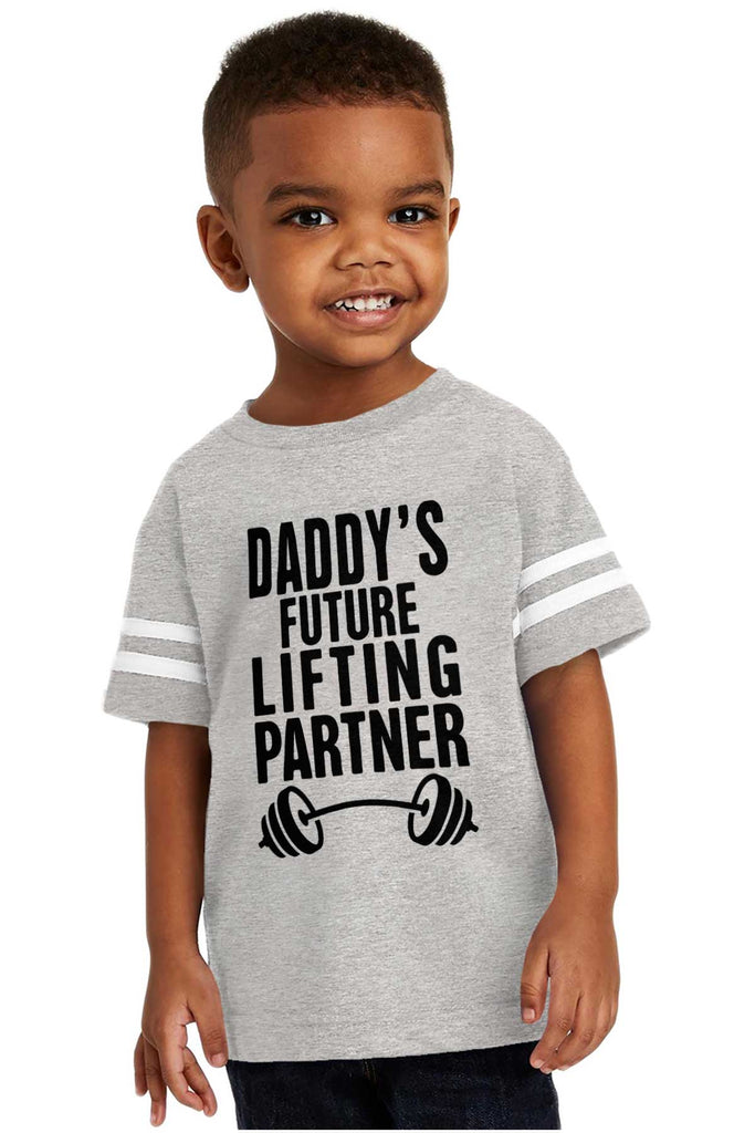 Lifting Partner Toddler Football Jersey Tee-Direct To Garment Print-Brisco Baby