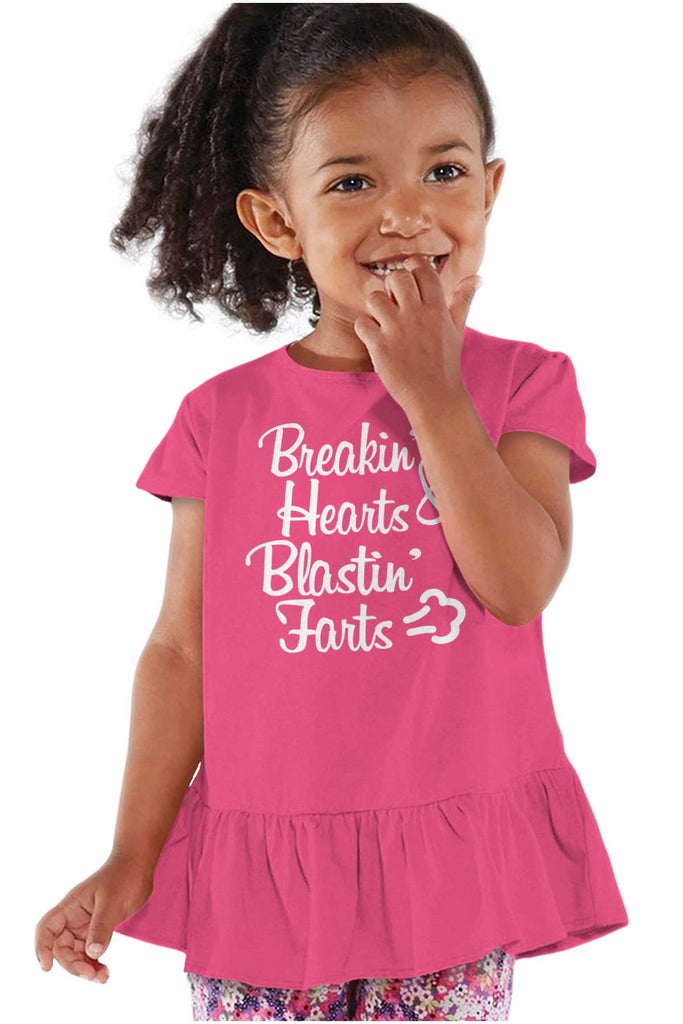 Blastin Farts Toddler Ruffle Bottom Tee-Direct To Garment Print-Brisco Baby