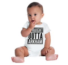 Straight Outta Arkham Romper Bodysuit-Direct To Garment Print-Brisco Baby