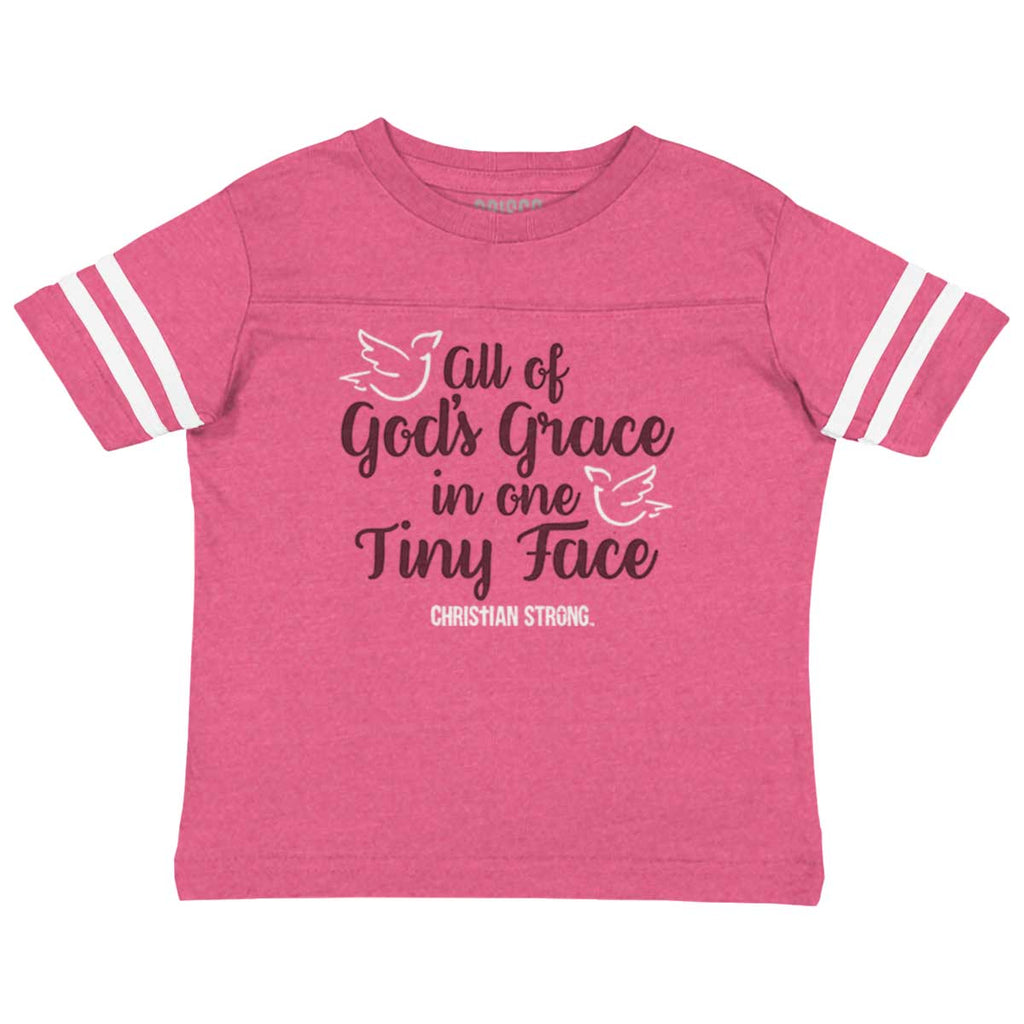 Gods Grace Tiny Face Toddler Football Jersey Tee-Direct To Garment Print-Brisco Baby