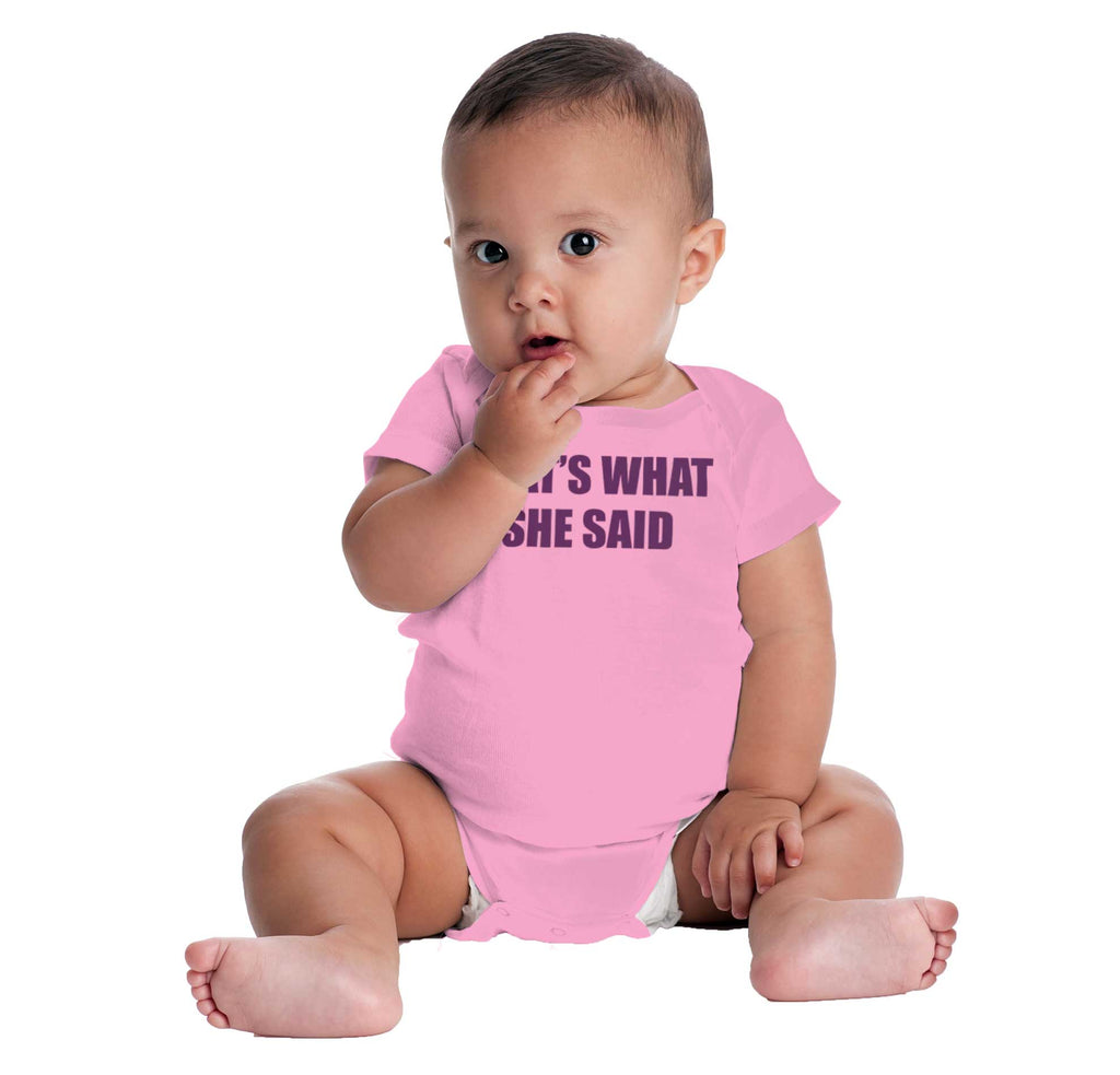That’s What She Said Romper Bodysuit-Direct To Garment Print-Brisco Baby