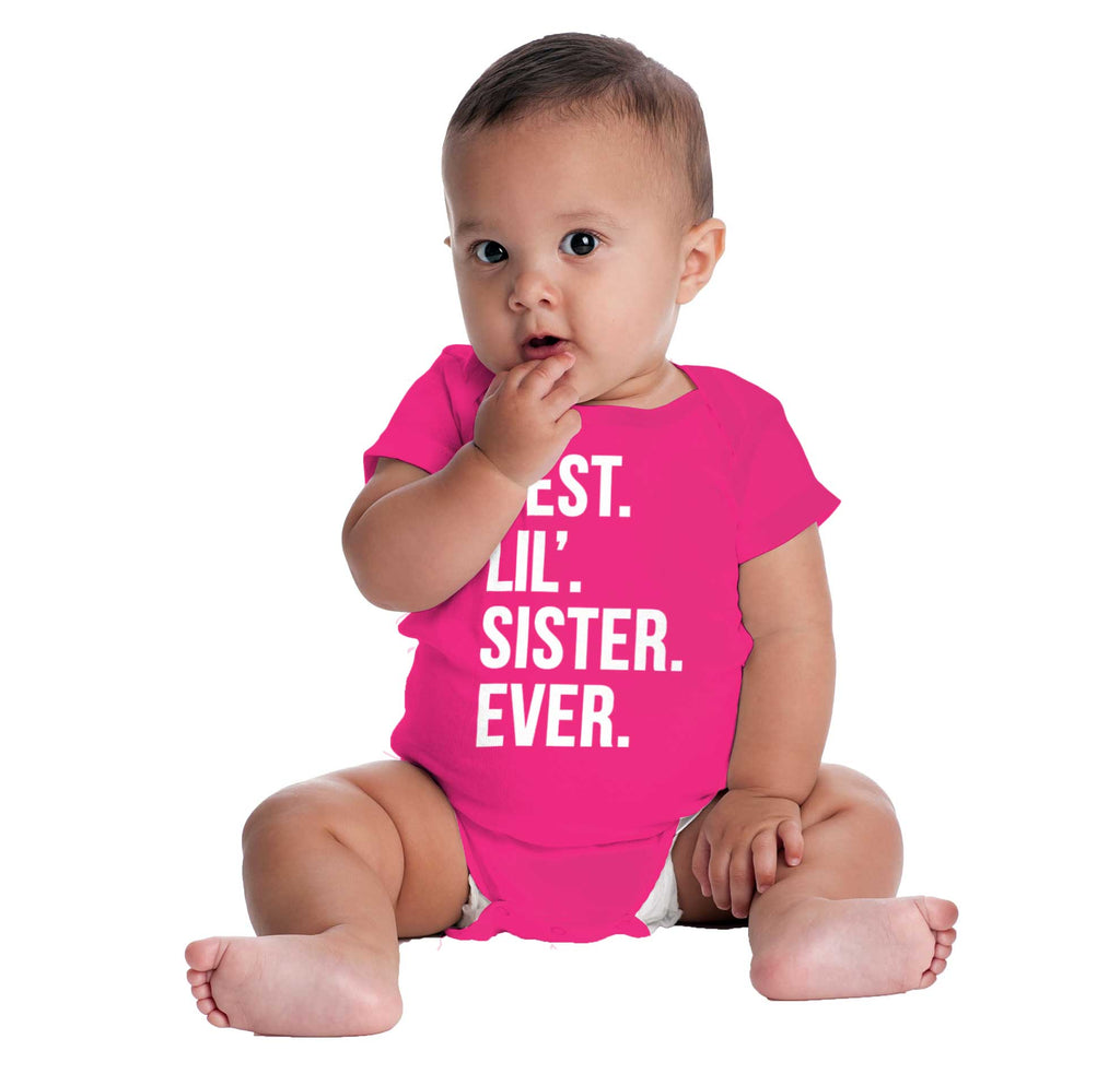 Best Lil Sister Ever Romper Bodysuit-Direct To Garment Print-Brisco Baby