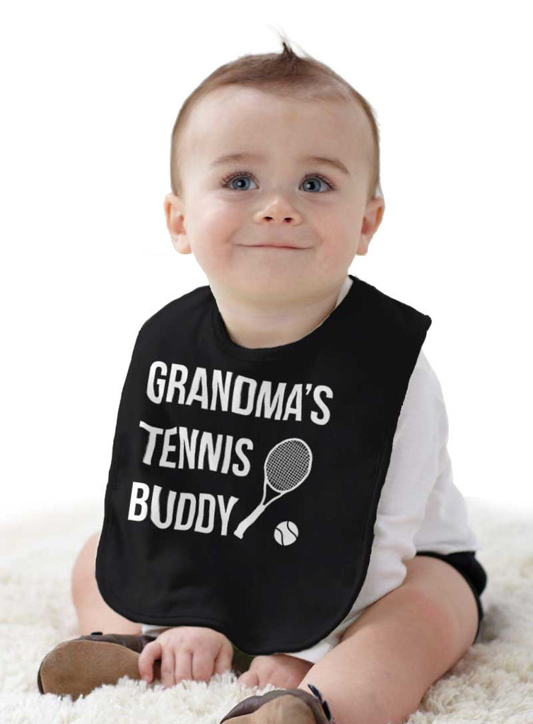 Grandma's Tennis Buddy Infant Baby Bib-Direct To Garment Print-Brisco Baby