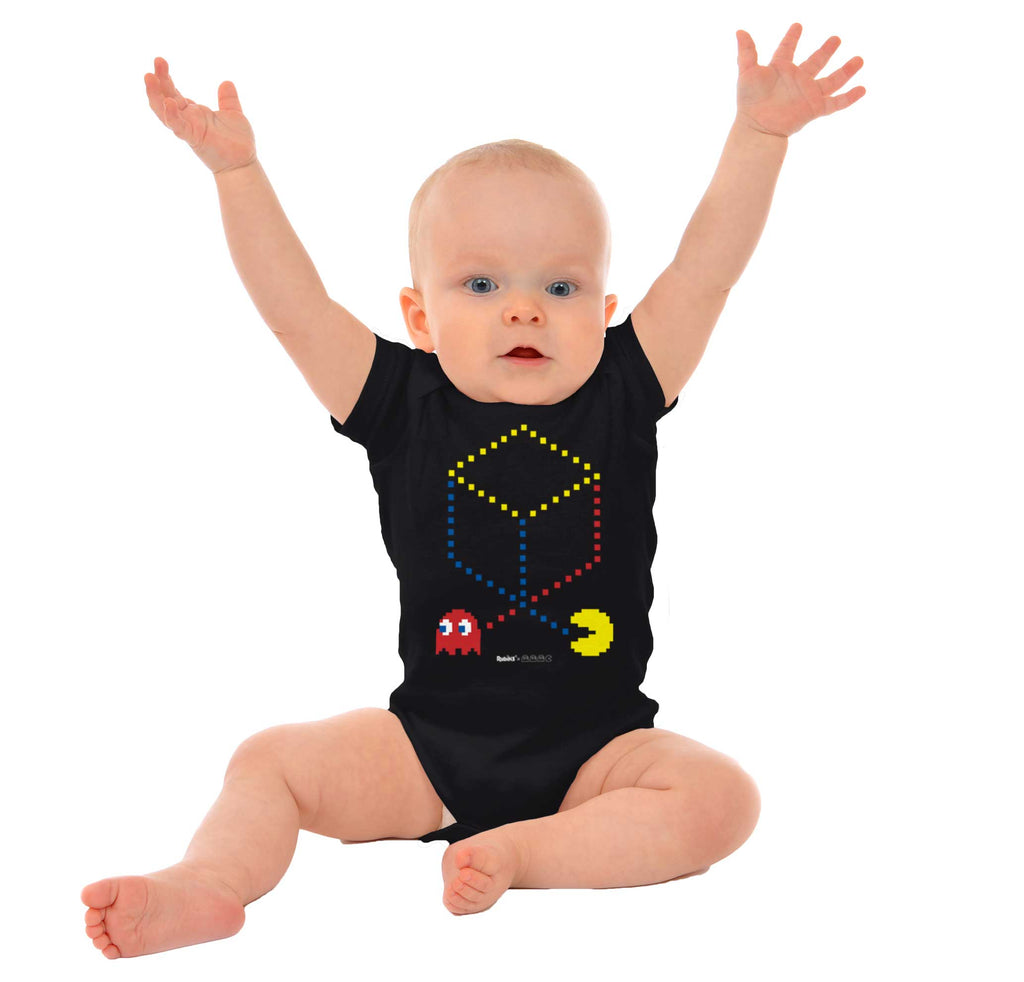 Pac-Man Cube Romper Bodysuit-Direct To Garment Print-Brisco Baby