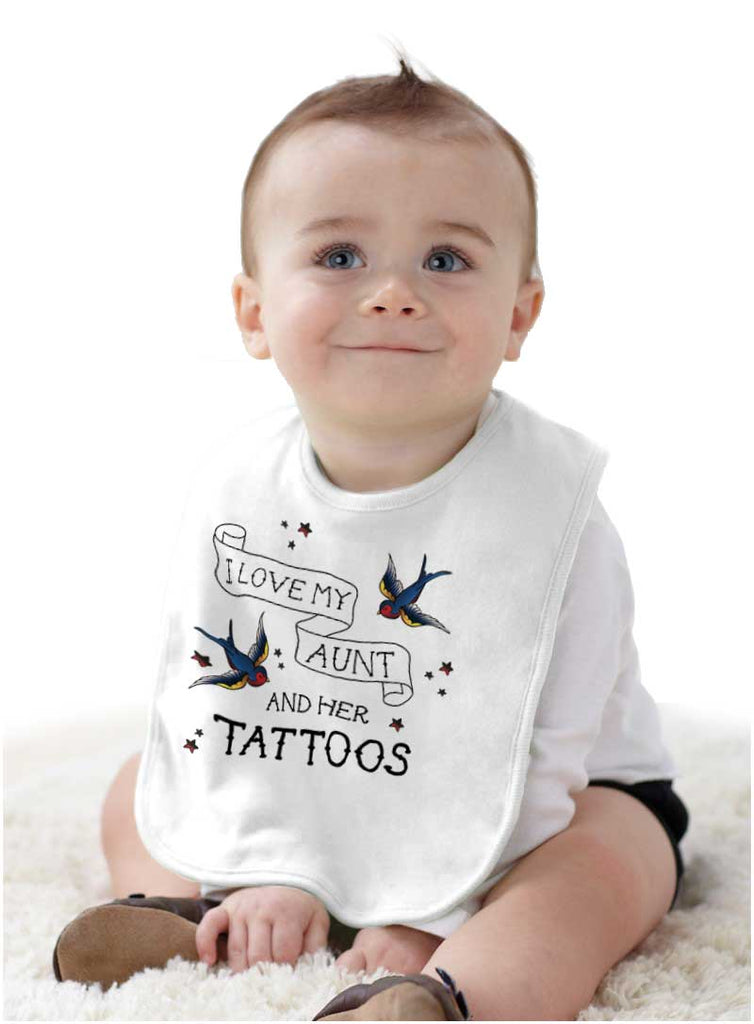I Love My Aunt And Tattoos Infant Baby Bib-Direct To Garment Print-Brisco Baby