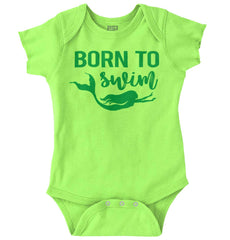 Born To Swim Romper Bodysuit-Direct To Garment Print-Brisco Baby