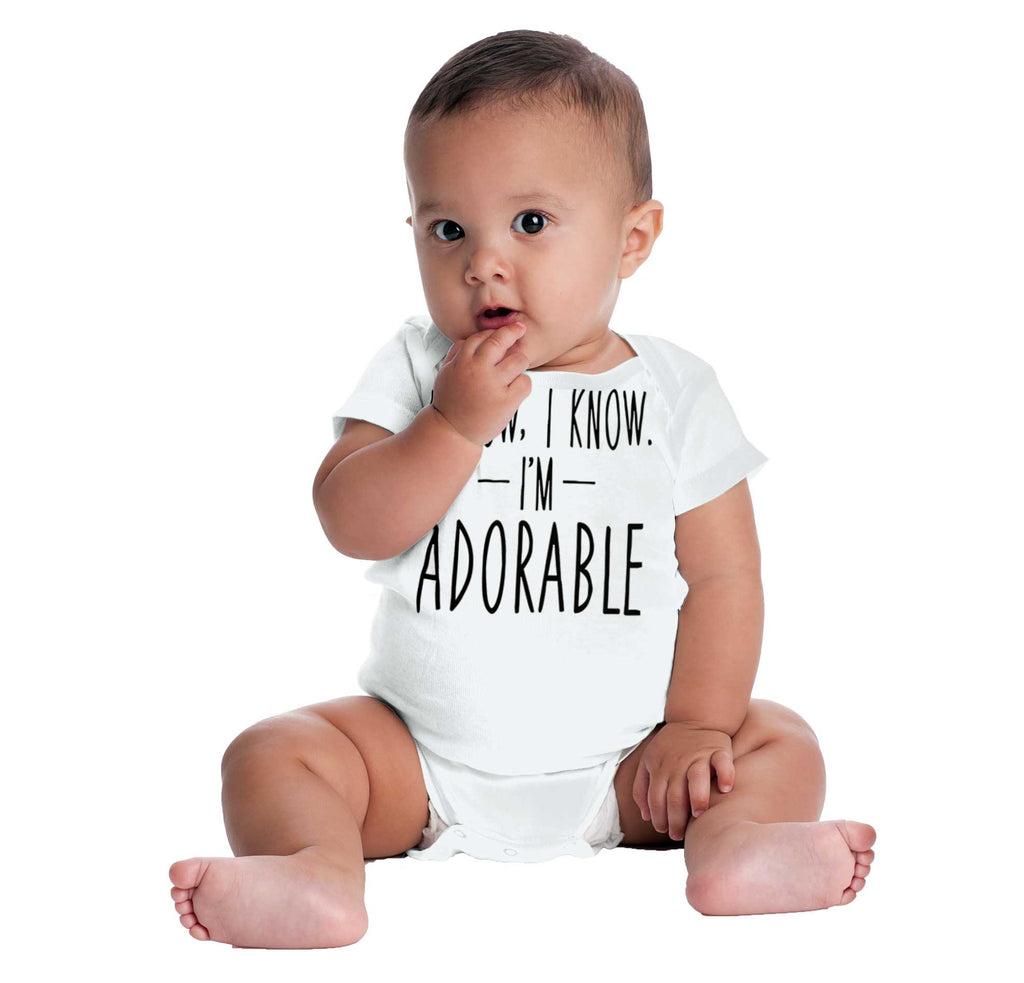 I Know I'm Adorable Romper Bodysuit-Direct To Garment Print-Brisco Baby