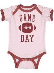 Game Day Baby Ruffled Trim Romper-Direct To Garment Print-Brisco Baby