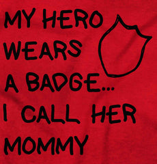 Hero Wears Badge Ringer Romper Bodysuit-Direct To Garment Print-Brisco Baby