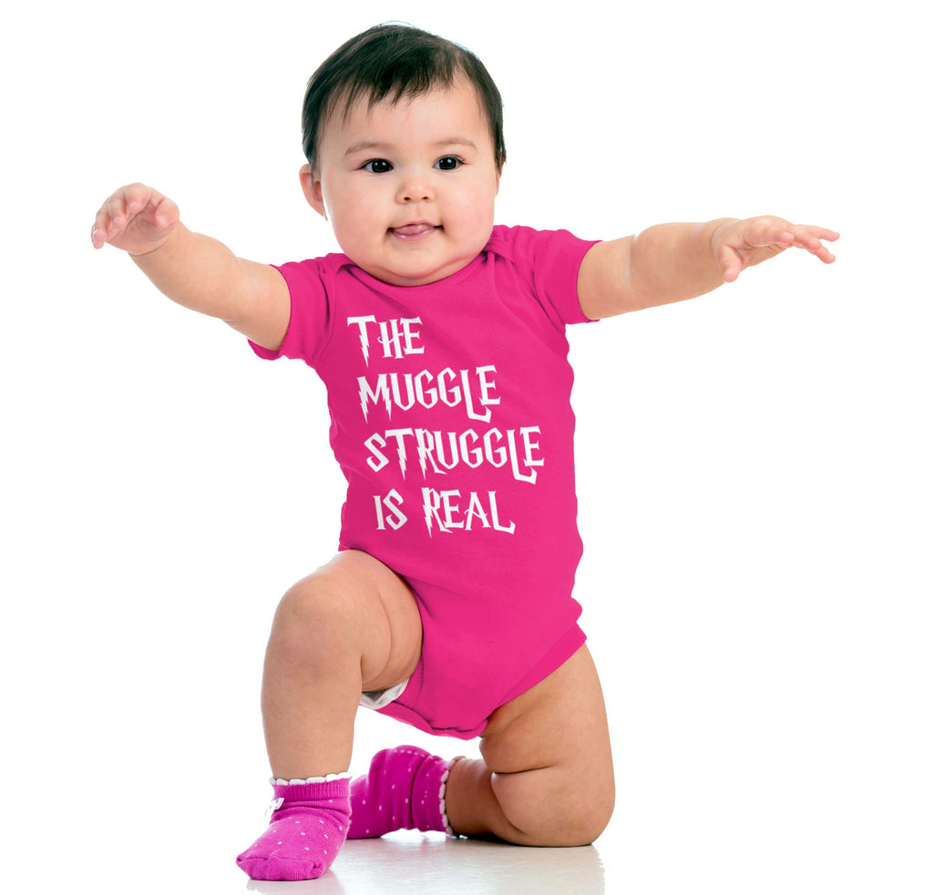 Muggle Struggle Is Real Romper Bodysuit-Direct To Garment Print-Brisco Baby