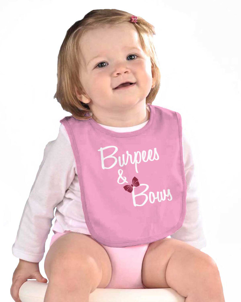 Burpees and Bows Infant Baby Bib-Direct To Garment Print-Brisco Baby