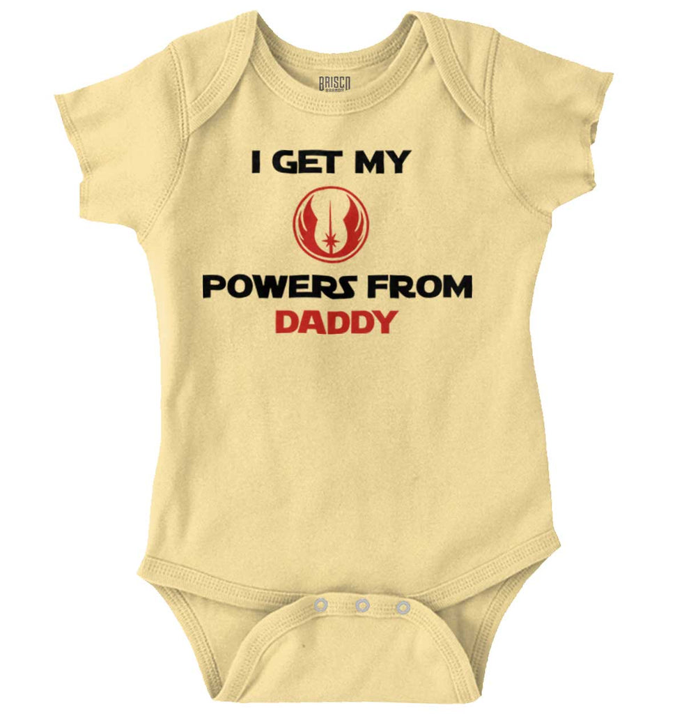 Powers From Daddy Romper Bodysuit-Direct To Garment Print-Brisco Baby