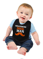 Grandmas Little Man Infant Baby Bib-Direct To Garment Print-Brisco Baby