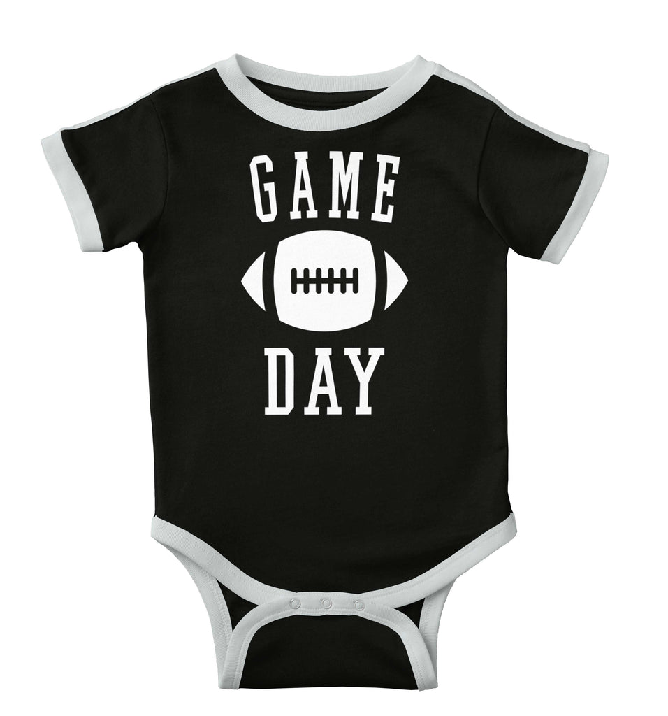 Game Day Ringer Romper Bodysuit-Direct To Garment Print-Brisco Baby