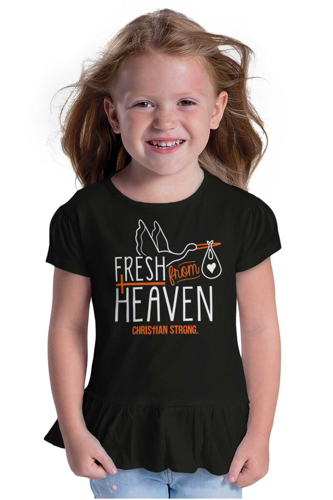 Fresh From Heaven Toddler Ruffle Bottom Tee-Direct To Garment Print-Brisco Baby