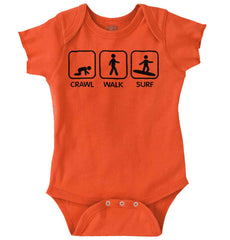 Crawl Walk Surf Romper Bodysuit-Direct To Garment Print-Brisco Baby