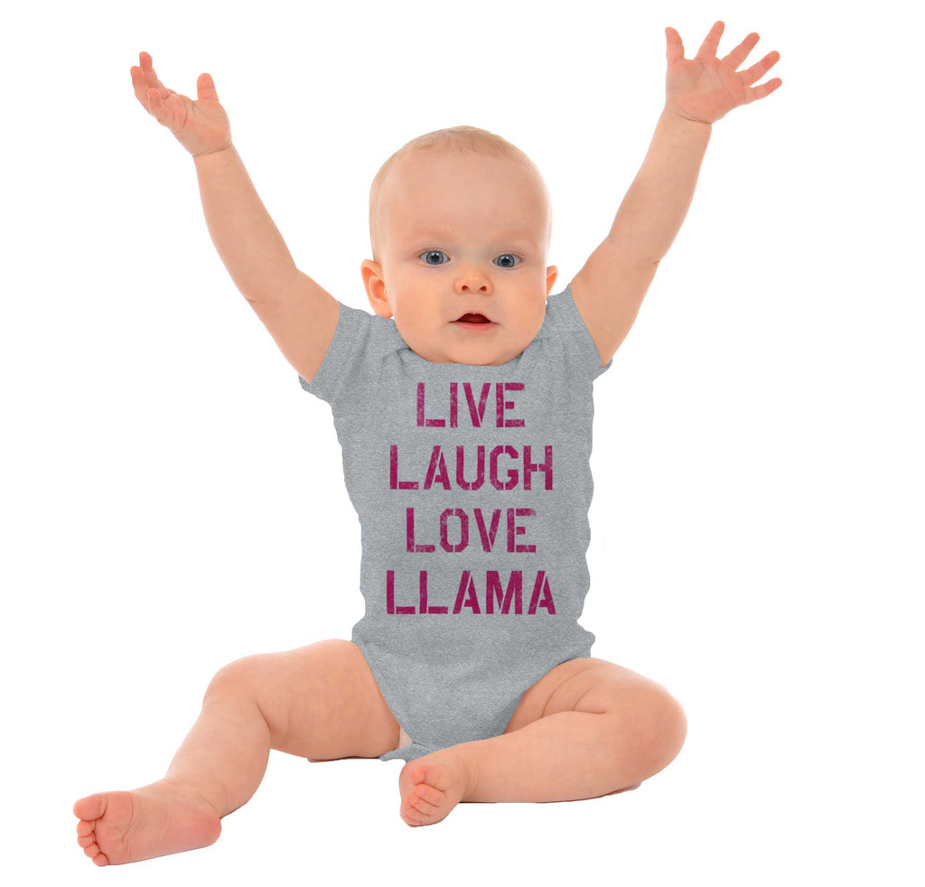 Live Laugh Llama Romper Bodysuit-Direct To Garment Print-Brisco Baby