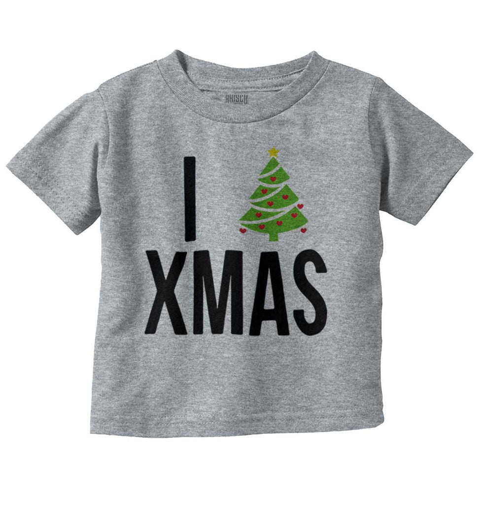 I Love Xmas Infant Toddler T Shirt-Direct To Garment Print-Brisco Baby