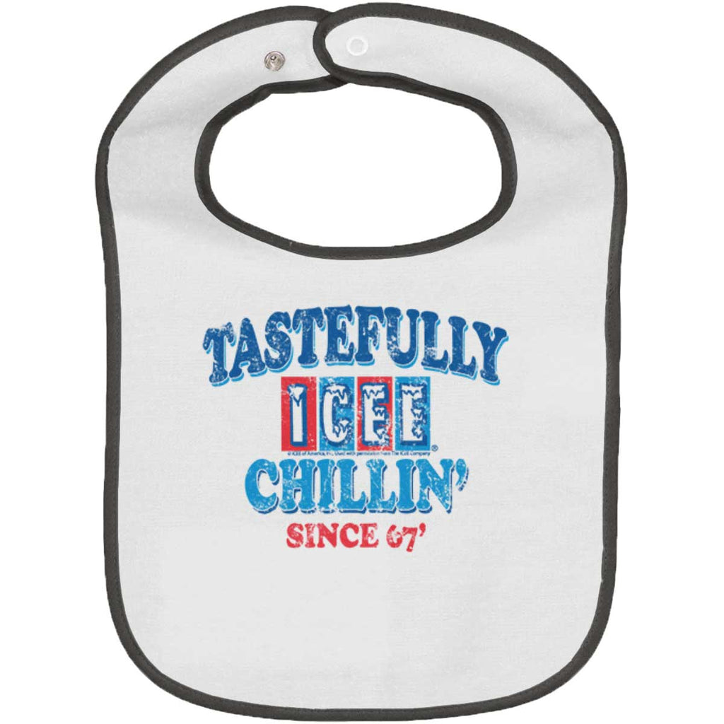 Chillin Since '67 Trimmed White Snap Bib-Direct To Garment Print-Brisco Baby