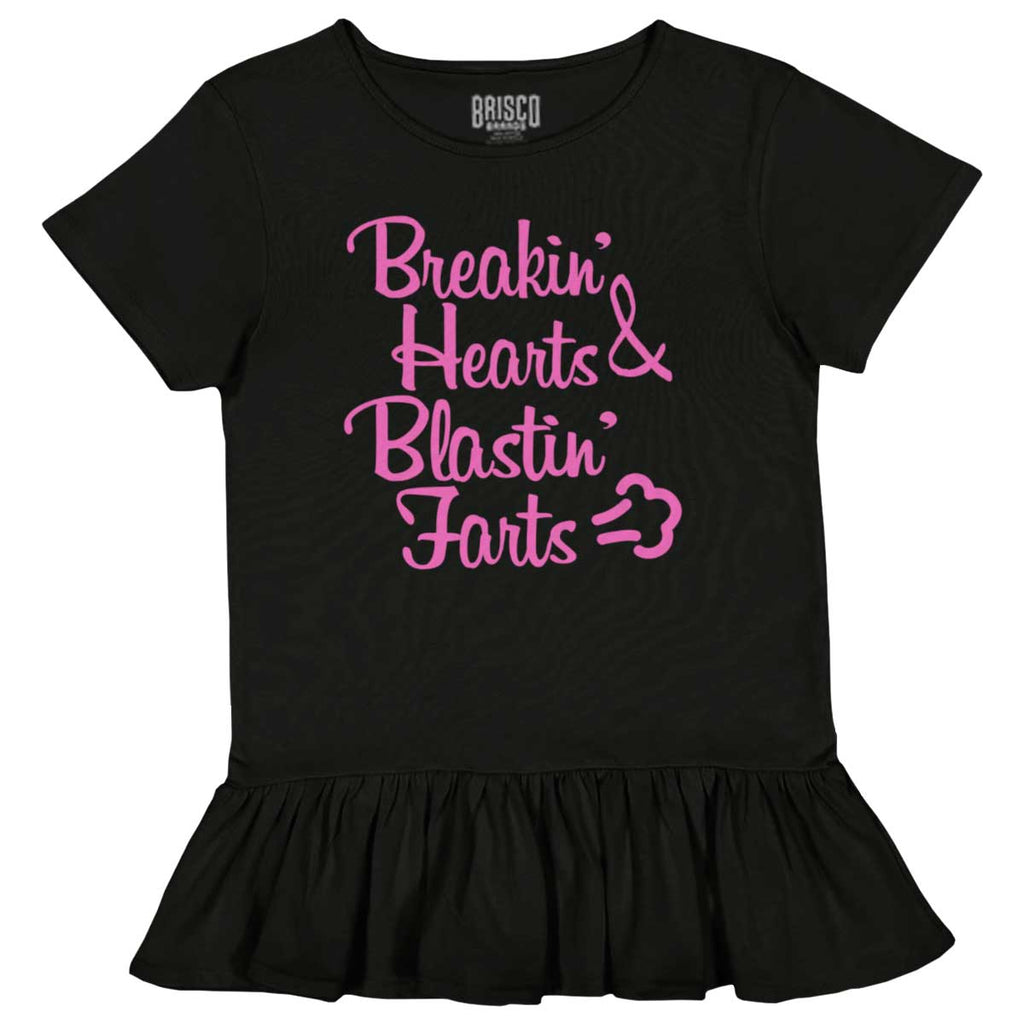 Blastin Farts Toddler Ruffle Bottom Tee-Direct To Garment Print-Brisco Baby