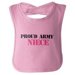 Proud Army Niece Infant Baby Bib-Direct To Garment Print-Brisco Baby