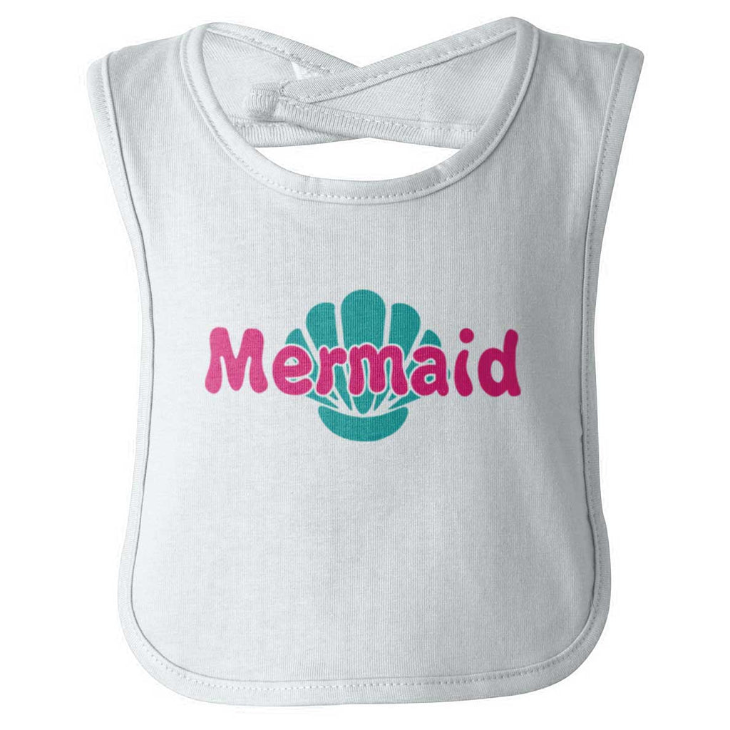 Mermaid Shell Infant Baby Bib-Direct To Garment Print-Brisco Baby