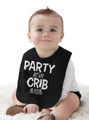 Party At My Crib Infant Baby Bib-Direct To Garment Print-Brisco Baby
