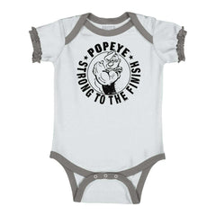 Popeye To The Finish Baby Ruffled Trim Romper-Direct To Garment Print-Brisco Baby