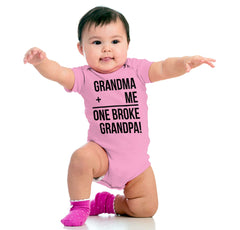 One Broke Grandpa Romper Bodysuit-Direct To Garment Print-Brisco Baby