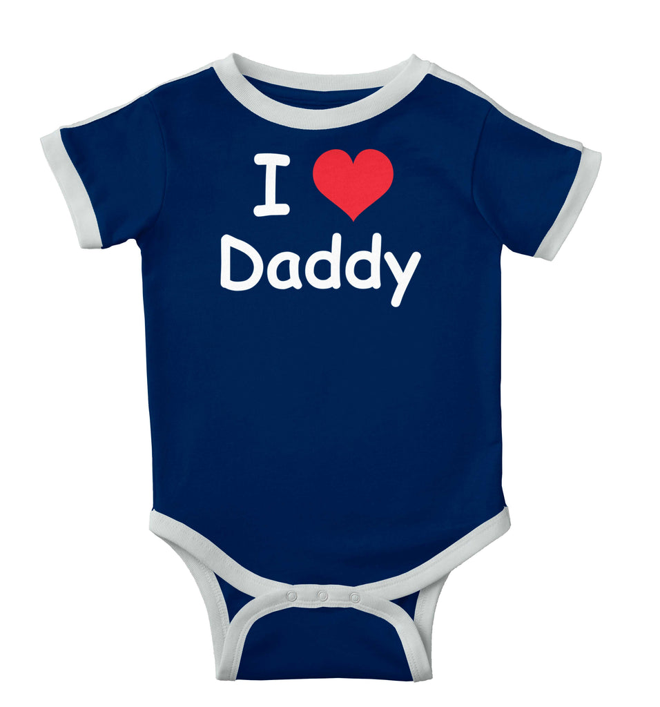 I Heart Daddy Ringer Romper Bodysuit-Direct To Garment Print-Brisco Baby